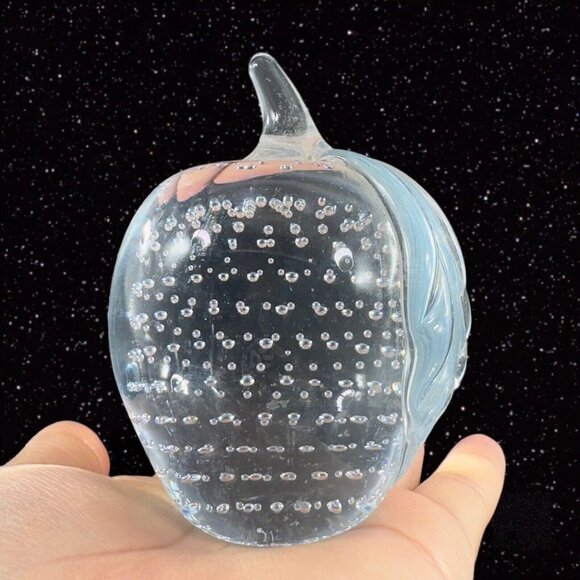 Vintage Gibson Clear Heavy Apple Fruit Figurine With Bullicante Small Bubbles - Picture 1 of 12